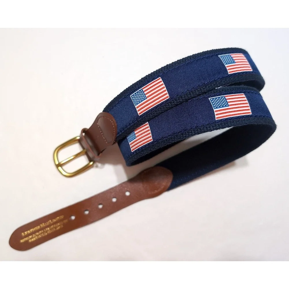 Leather Man Limited USA American Flag Woven Belt Blue ~ Size 34